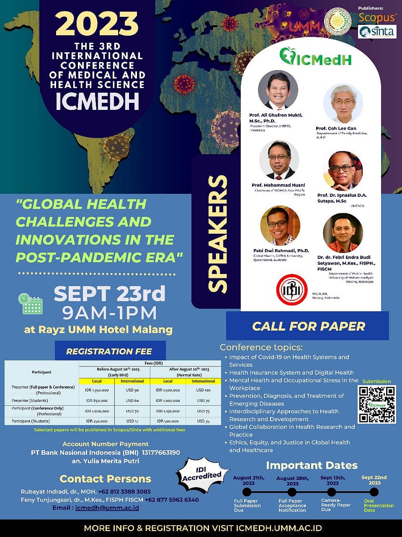 The 3rd International Conference on Medical and Health Sciences (ICMEDH)